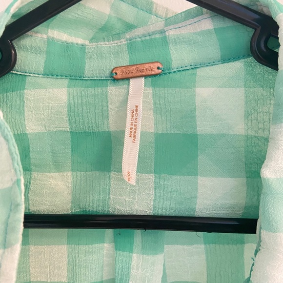 Free People plaid button up top - Picture 3 of 3